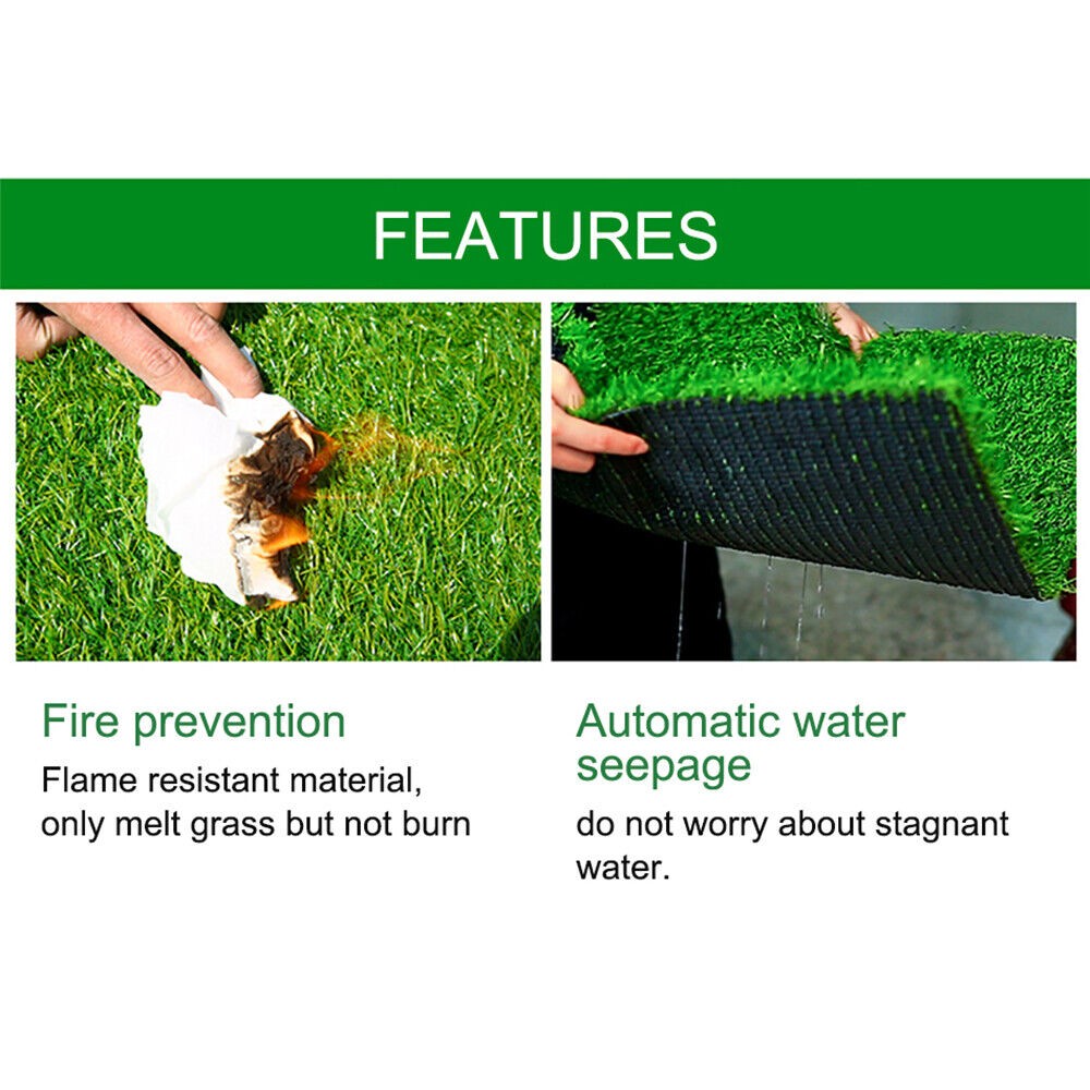 Artificial Grass Turf 1.2 inch Pile Height High Density Fake Faux Grass Lawn Mat