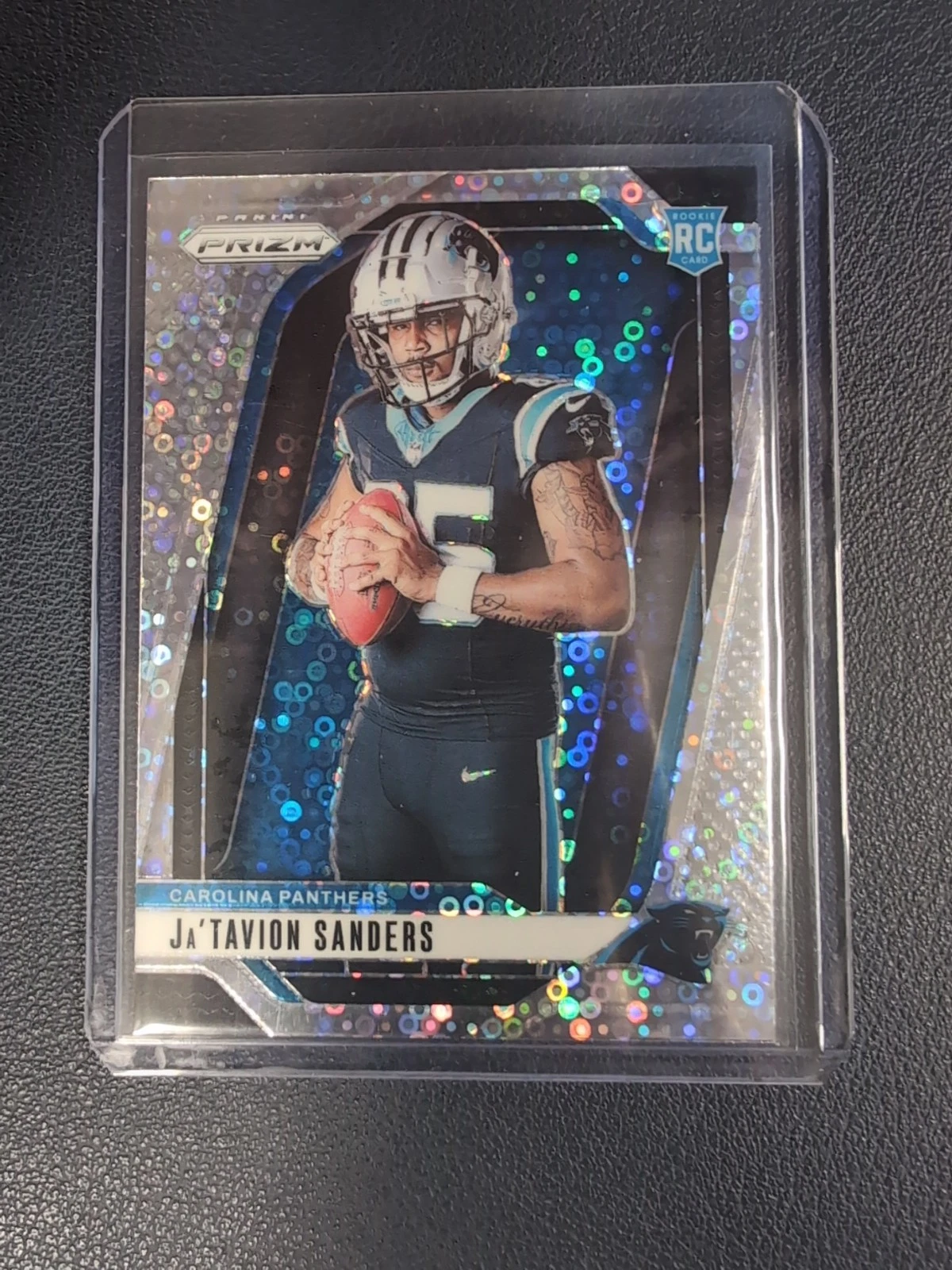 2024 Panini Prizm Ja'Tavion Sanders # 16 Variation No Huddle Silver Prizm RC