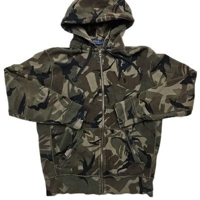 Polo Ralph Lauren Camo Hoodie Men's Size Small Full Zip Up