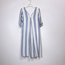 Pink Chicken Kinsley V-Neck Stripe Sequin Maxi Dress Coastal Blue White Women M