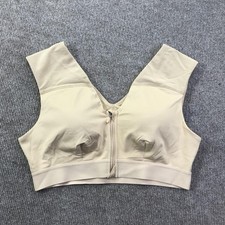 Tommie Copper Sports Bra Womens XL Beige Zip Front Support Mesh Copper Znergy