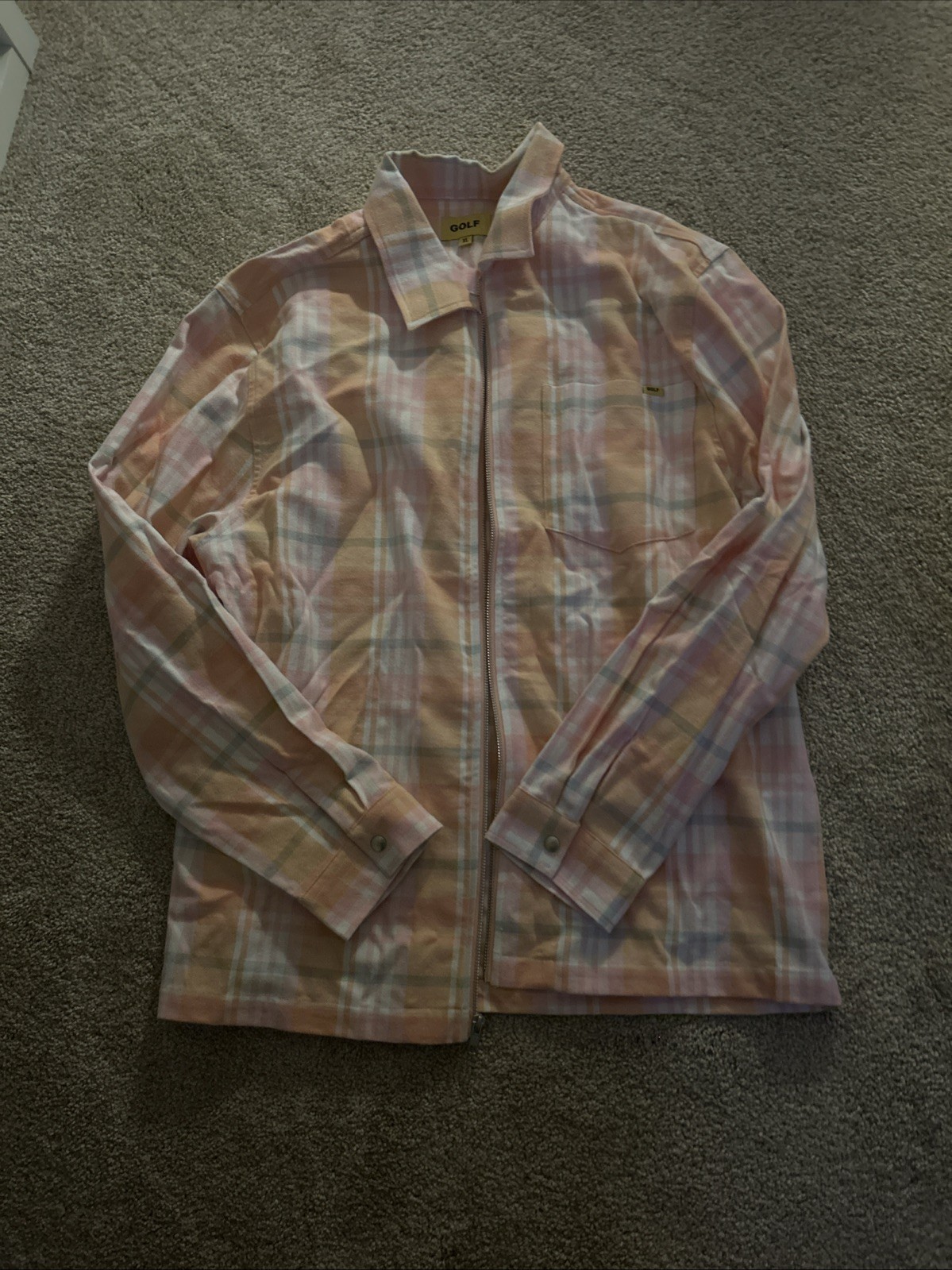 Wang Flannel Zip Shirt - Kumquat - Size Xl