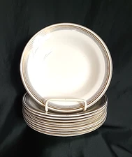 Soup Bowls 8in Set/10 Homer Laughlin Eggshell Nautilus White Gold Trim 1944