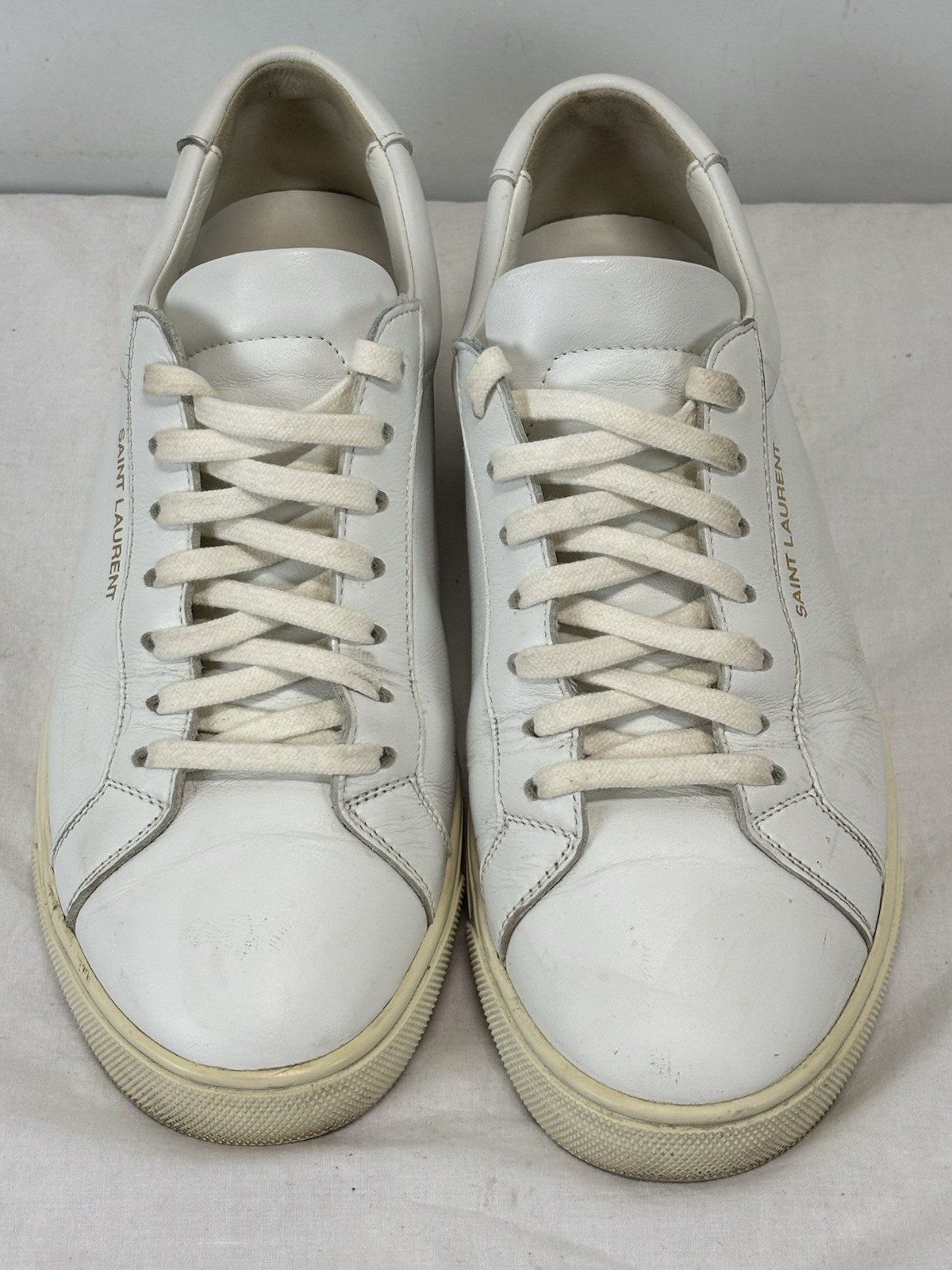 Sneaker Saint Laurent Andy taglia 38 5 US 8 donna pelle bianca stringata Italia