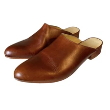 Nisolo Mariella Brown Leather Slide Slip On Mules Clog Pointed Toe Size 10