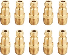 Brass 1/4 Inch NPT Male Automotive Type C, Air Hose Plug 10 Piece,