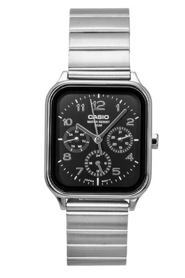 Reloj para hombre Casio estándar analógico de acero inoxidable esfera negra cuarzo MTP-M306D-1AV