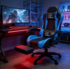 GAMING CHAIR COLOR BLUE WITH FOOTREST CHAIR