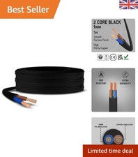 2 Core Round Black Flex Cable - 1m, PVC Insulated, High-Quality Copper Wire 10.99 per metre