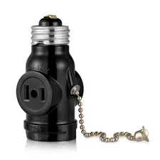 2 Outlet Light Socket Adapter,E26 Bulb Socket to Outlet Splitter,Converts Med...