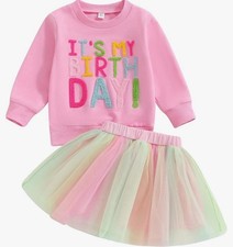 Toddler Girls Birthday Outfit "It  s My Birthday" Photoshoot Tutu Outfit
