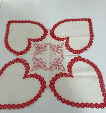 Vintage Hankie Handkerchief ALL FOUR CORNERS OF HEARTS 14"