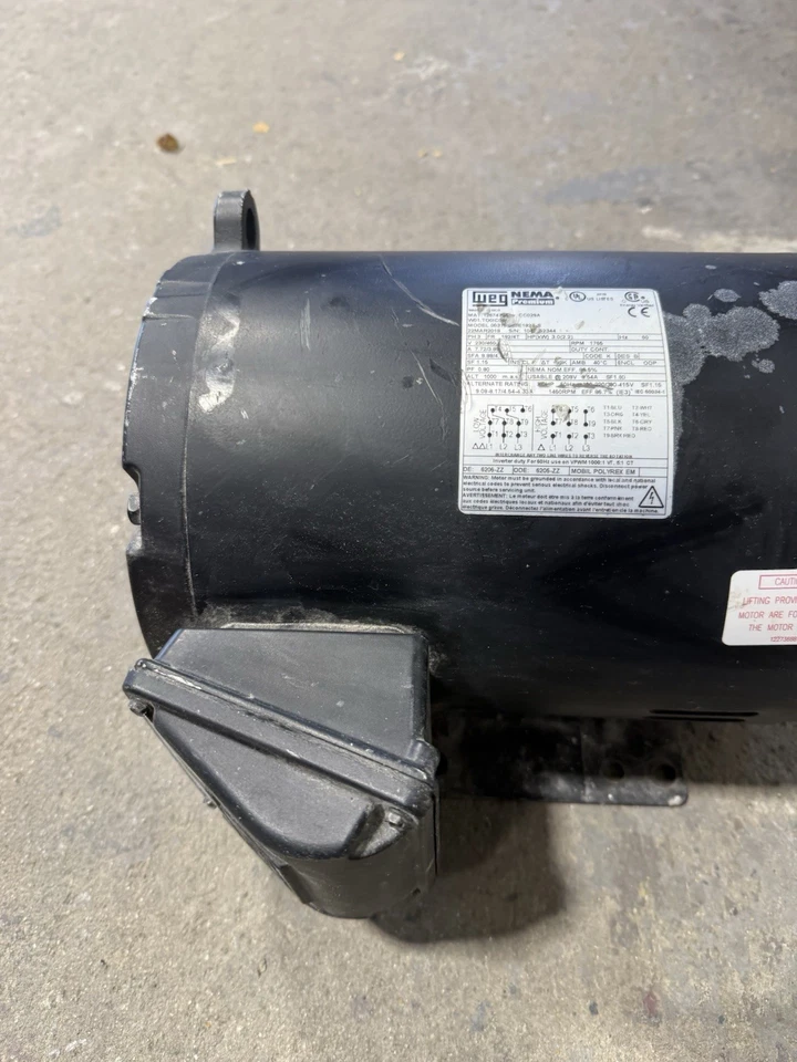 WEG 3HP 1765 RPM 3-Phase Electric Motor – Model 00336ES3E182T-S – NEMA Premium - Image 2 of 4