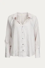 By Together Pleated Button-Down Satin Shirt Pearl