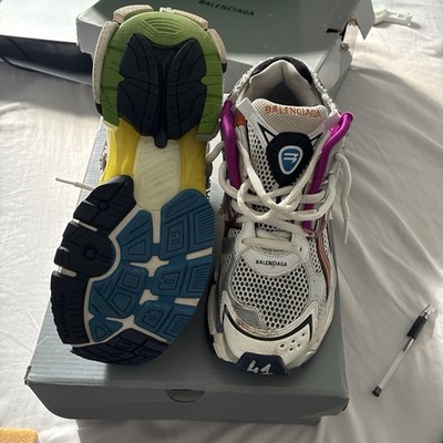 Balenciaga Runner Colorblock Men's Athletic Sneakers White Blue Pink Green