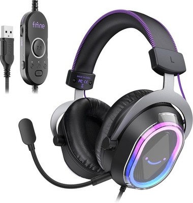 FIFINE H13 Gaming Headset with 7.1 Surround Sound, Noise-Canceling Microphone,