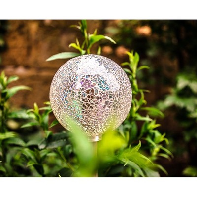 Gartenkugel Glas Globe Ø130mm Deko Beetstecker Rosenkugel Miracle Mosaic Weiß