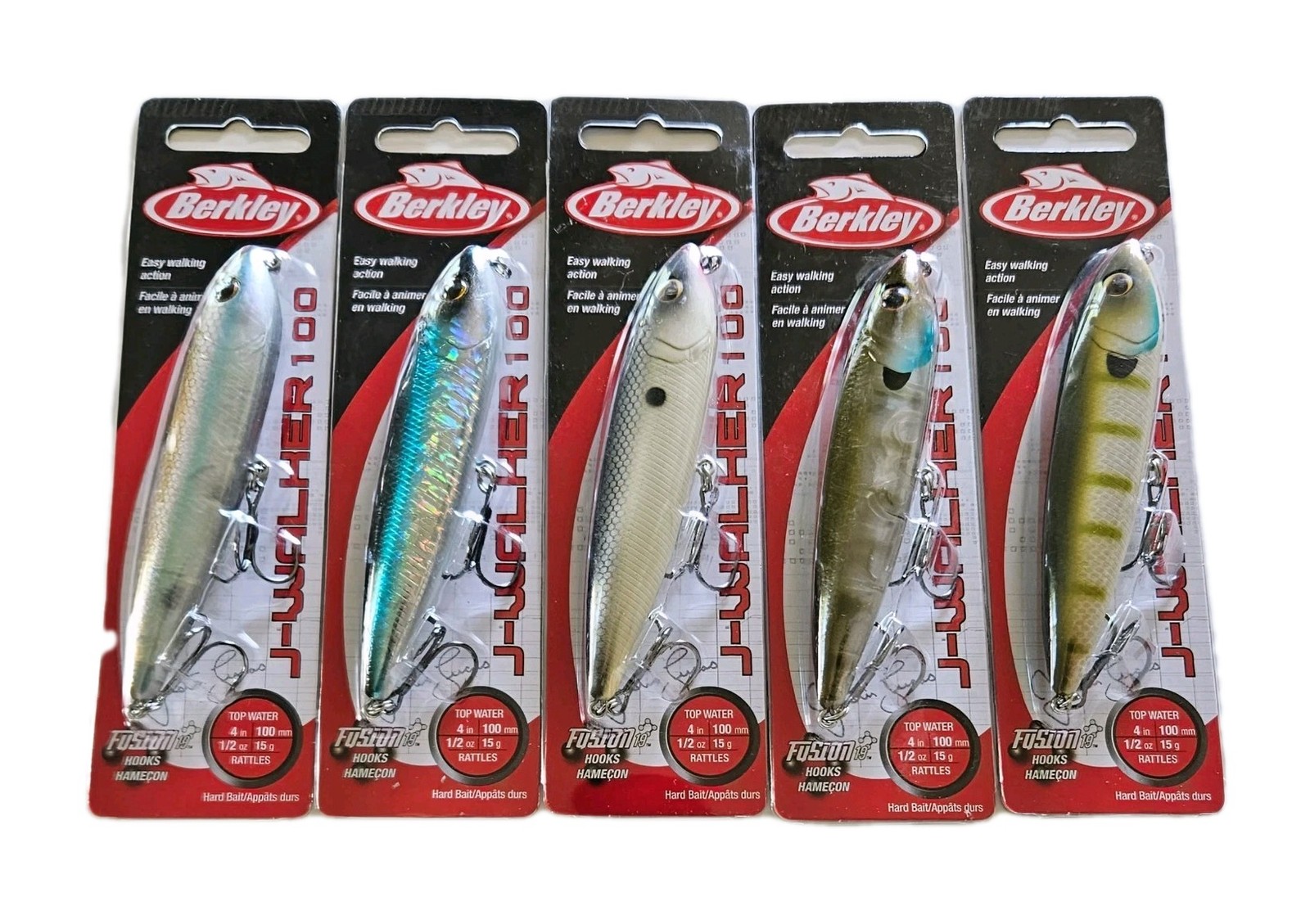 (Set of 5) Berkley J-Walker 100 Topwater Lures 1/2 oz, 4" 5 Colors In Set New - Image 3