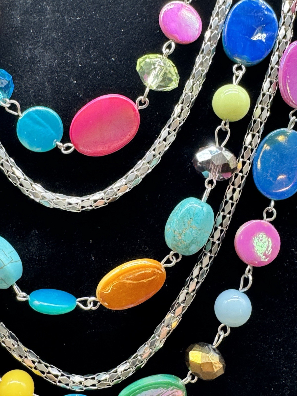 Colorful Multi-Strand Beaded Statement Necklace A… - image 5