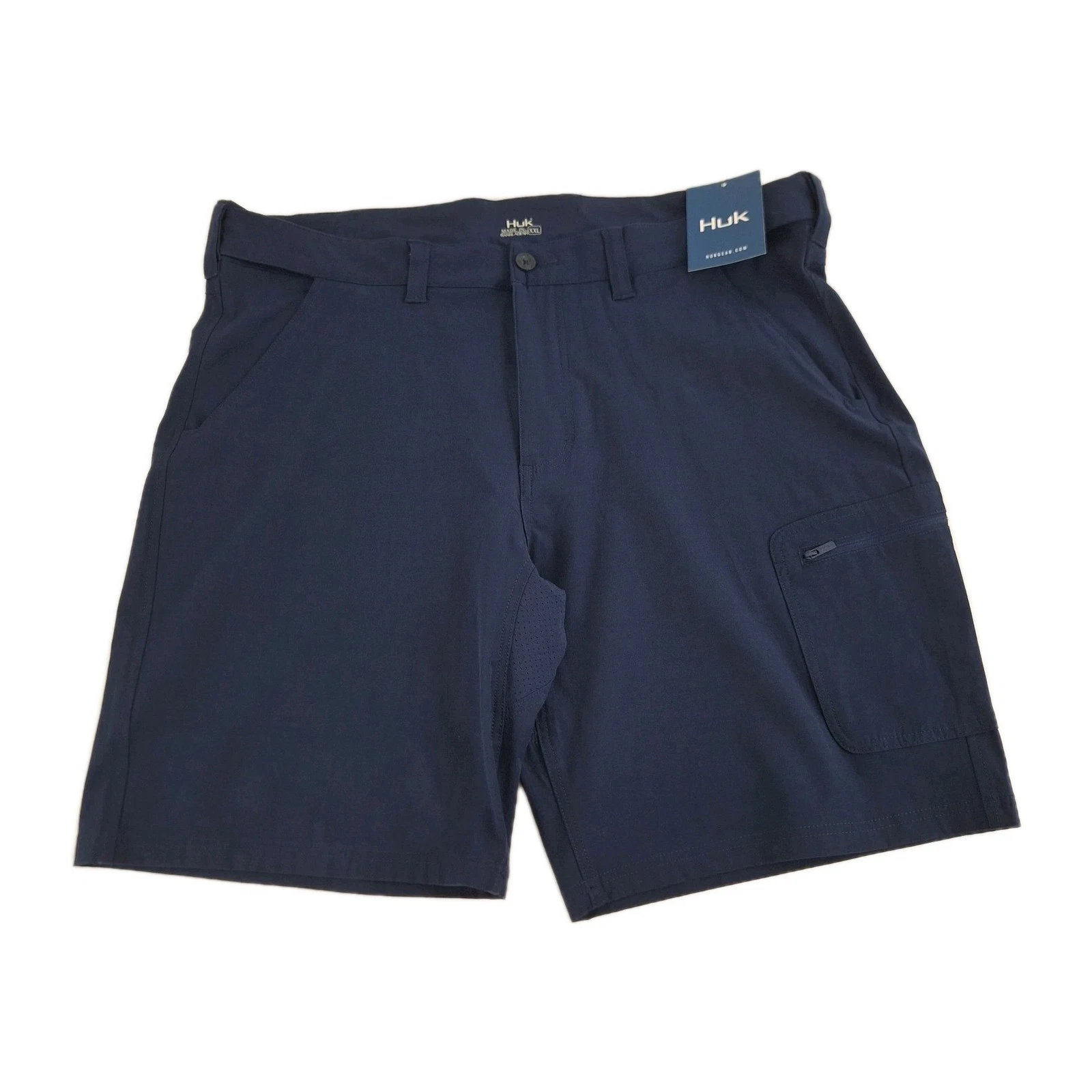 Huk NWT NXTLVL Shorts Mens 2XL XXL Blue Cargo Stretch Fishing Outdoor Hiking New
