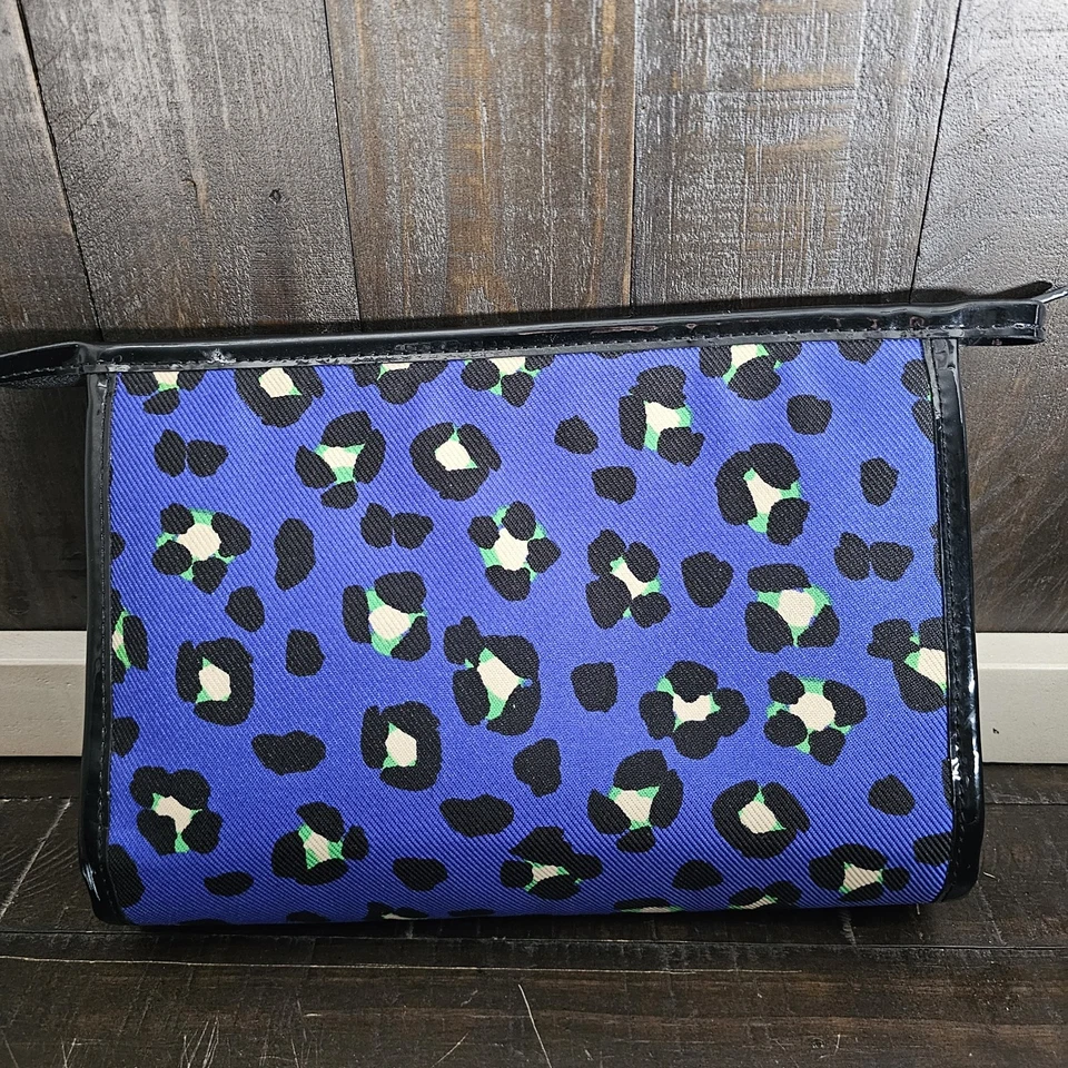 Kate Spade Delgado Universal Azul Emperador Leopardo Cosmético Maquillaje Bolsa Manga Cremallera Foto 3 de 4
