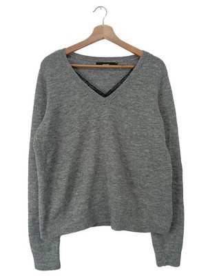 VERO MODA V-Ausschnitt-Pullover Damen Pullover Gr. DE 38 hellgrau Casual-Look
