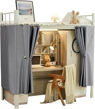 Heavy Duty Blackout Curtains for Tall Bunk Bed Bottom 2 Panels Cover 3 Sides,
