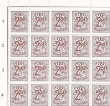 SA20f Belgium 1979 Heraldic Lion, brown, mint block of 20