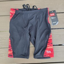 TYR Youth Boy's Durafast Lite Castaway Red/Black Blade Jammer Sz 24 NEW