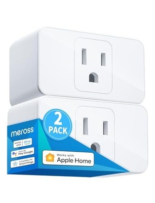 meross Smart Plug Mini 15A & Reliable Wi-Fi Support HomeKit 2 Pack White