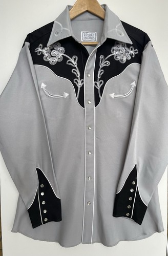 VTG 1970’s H BAR C Western Pearl Snap Embroidered Men’s Shirt California USA