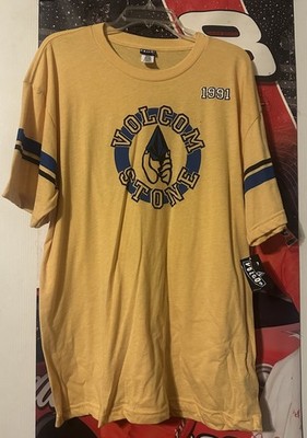 BNWT Vintage Y2K Volcom Stone 1991 Skater Yellow & Blue Graphic Skating Shirt XL