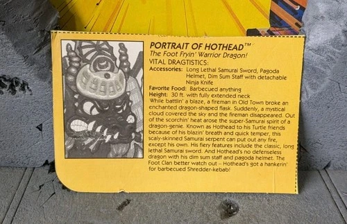 TMNT TEENAGE MUTANT NINJA TURTLES VINTAGE 1992 HOTHEAD PROFILE CARD