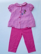 Vintage 90's Disney Babies Minnie Mouse Gingham Embroidered 2pc Outfit Set 24M