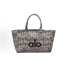 NEW ALO YOGA Gray Tie Dye Large Canvas Tote Bag Gym Travel Carry-on