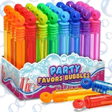 Goodie Bags Stuffers for Kids Party, 32 Pack Mini Neon Bubble Wands for Party Fa