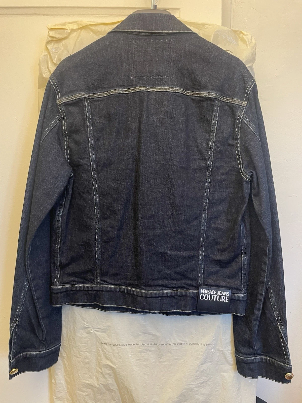 VERSACE JEANS COUTURE DARK BLUE RUGGED DENIM JACKET GOLD BUTTONS NEW MED 50 MEN - product detail image 2