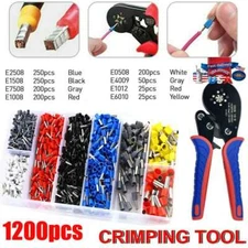 1200Pc Wire Connectors KIT /Ferrule Crimping Tool Self-adjustable Ratchet Pliers