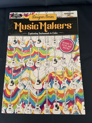 MUSIC MAKERS Kappa Adult Art Coloring Book Designer Series Instruments 2017 USA