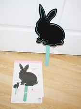 Bunny Wood Sign Cut-Out Craft Shape Chalkboard Finish w Stake 16"H x 8"W Easter
