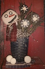 PATTERN Primitive SNOWMAN POKE & SNOWFLAKE ORNAMENTS Bowl Fillers 2003 - EASY