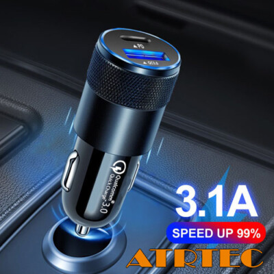 ATRTEC Dual Car Charger USB C Car Charger Super Fast PD Cigarette Lighter