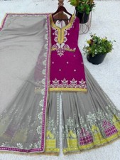 Glamorous Faux Georgette Ensemble   Sharara, Kurti  Dupatta Set for Women