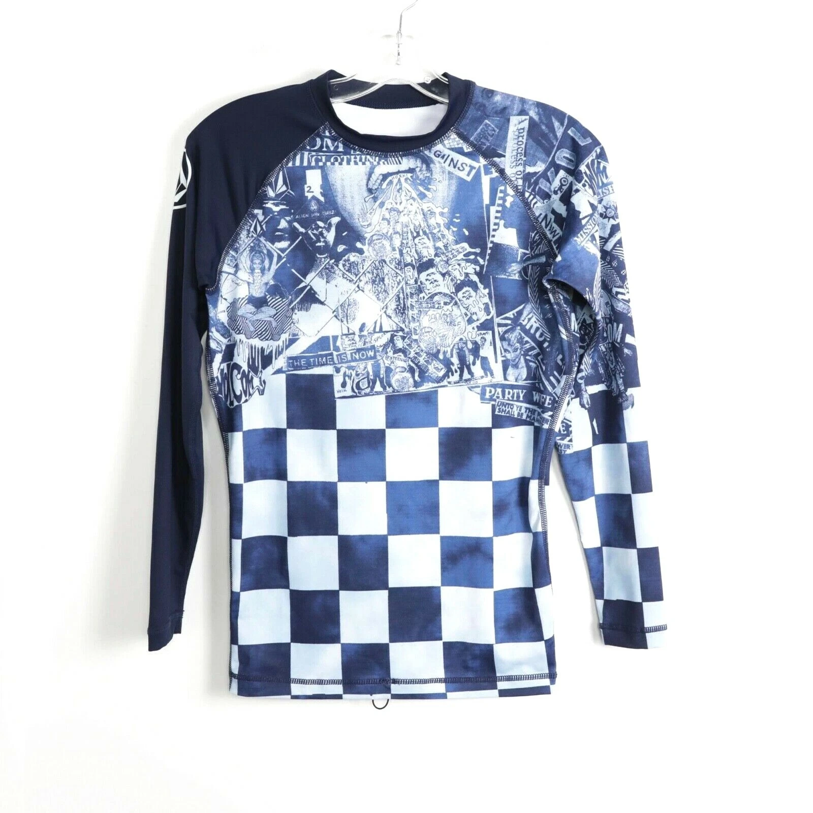 Volcom women's base layer top abstract check print S stretch thermal longsleeve