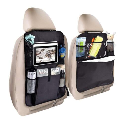 2 Pack Car Seat Back Organizer w/ Tablet Holder Multi-Pocket Black Storage Bag