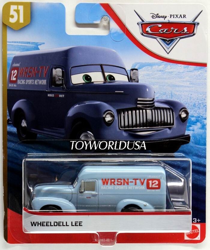 2018 Disney Pixar Cars Doc's Racing Days Wheeldell Lee WRSN-TV 12 GBV62