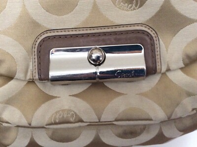 COACH Kristin OP Art Signature Shoulder Purse Khaki L1082-16784