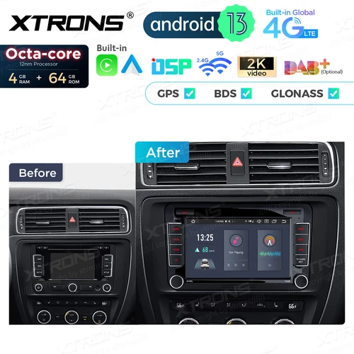 XTRONS 8Core 4+64GB Car Stereo Radio GPS Carplay Android 13 For VW Jetta Passat