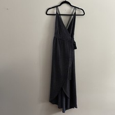 Urban Outfitters Women XS Navy Blue Polka Dot Sleeveless Wrap Midi Dress