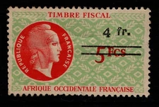 French West Africa 1950s 4f on 5f Mint LH Gum Crease - S37927